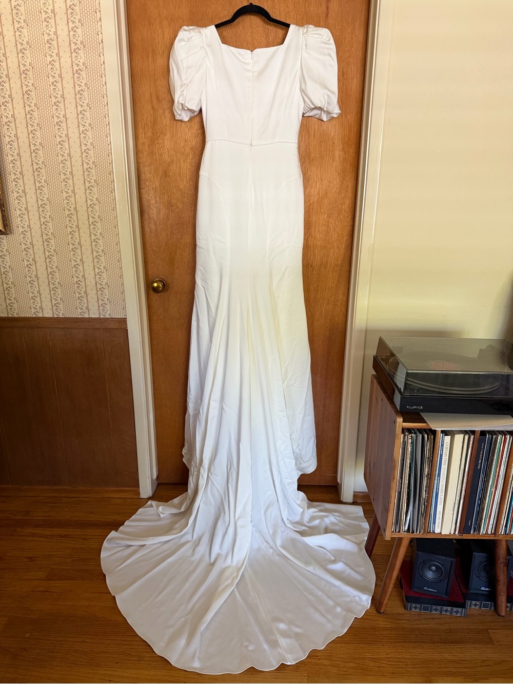 Miosa bride ivory puff sleeve wedding dress satin le blanc Casablanca - Picture 12 of 16